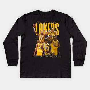 Los Angeles Lakers All Time Starting Five Kids Long Sleeve T-Shirt